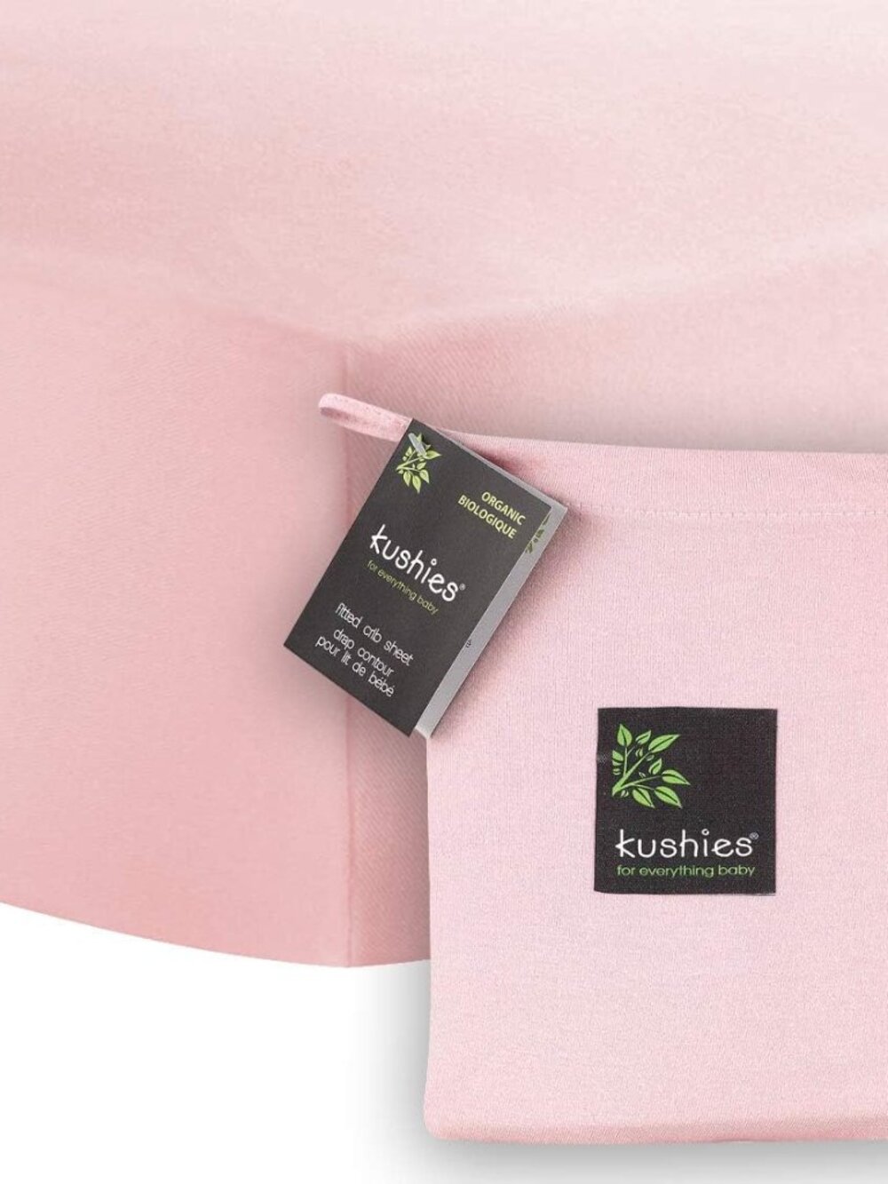 NWT Kushies 100% Organic Cotton Jersey Pale Pink Fitted Baby Crib Sheet 28 x 52"